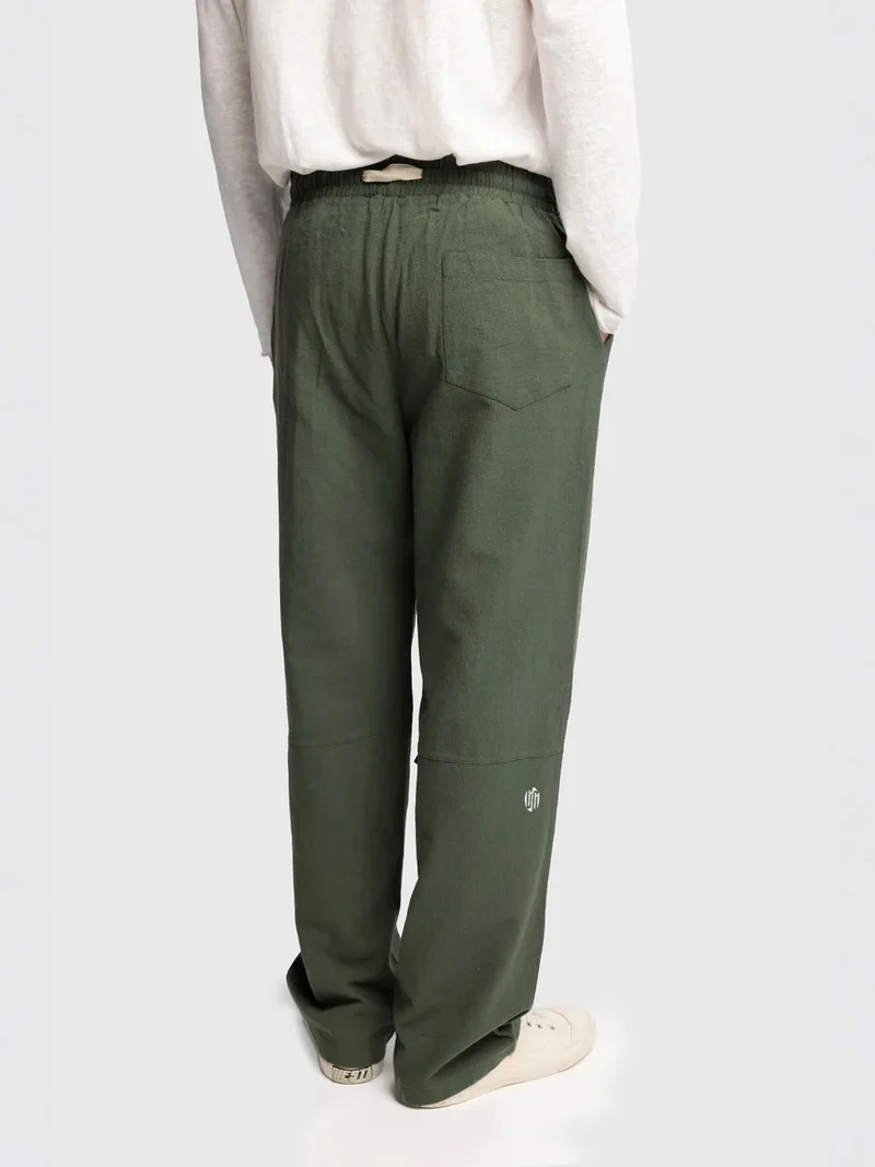 Giesto Khaki Green GIESTO Straight Leg Pants with Drawstring Waist for Men | Best Price UAE